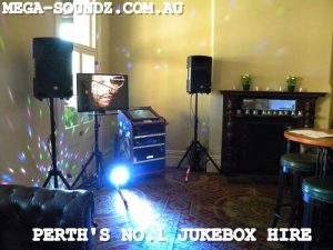 touch screen karaoke jukebox hire perth 2 speakers 2 lights