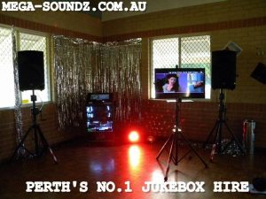 touch screen karaoke jukebox hire perth 2 speakers 2 lights